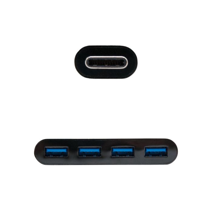 Hub USB Tipo-C Nanocable 10.16.4401-BK / 4xUSB 1 Hub USB Tipo-C Nanocable 10.16.4401-BK / 4xUSB 1