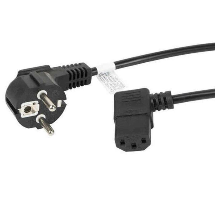 Lanberg Cable de Alimentación Schuko CEE 7/7 a IEC320 C13, 1.8m, Negro, Conector en Ángulo, Certificado VDE