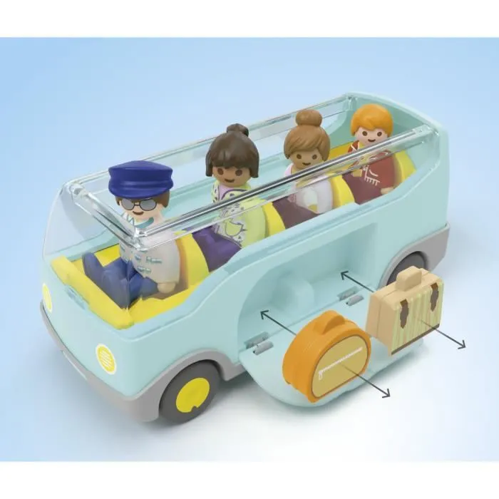 Playmobil Autobús Junior 71682 con 4 Figuras y Compartimento para Maletas 5