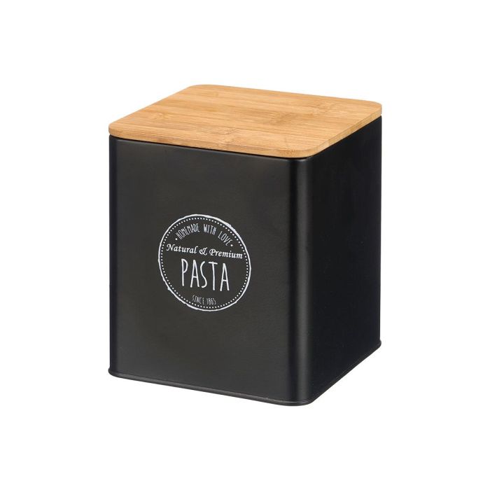 Tarro Cuadrado Tapa Bambu Pasta Negro Kinvara 14x16x14cm (Set de 12) 1