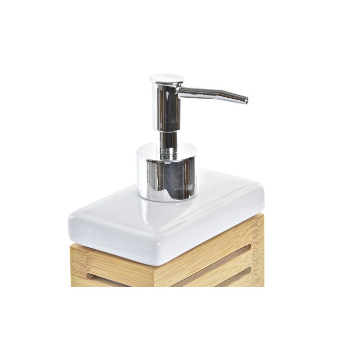DKD Home Decor Dosificador Scandi Blanco Natural Bambú Dolomita 6 x 19 x 10 cm (2 Unidades) 2