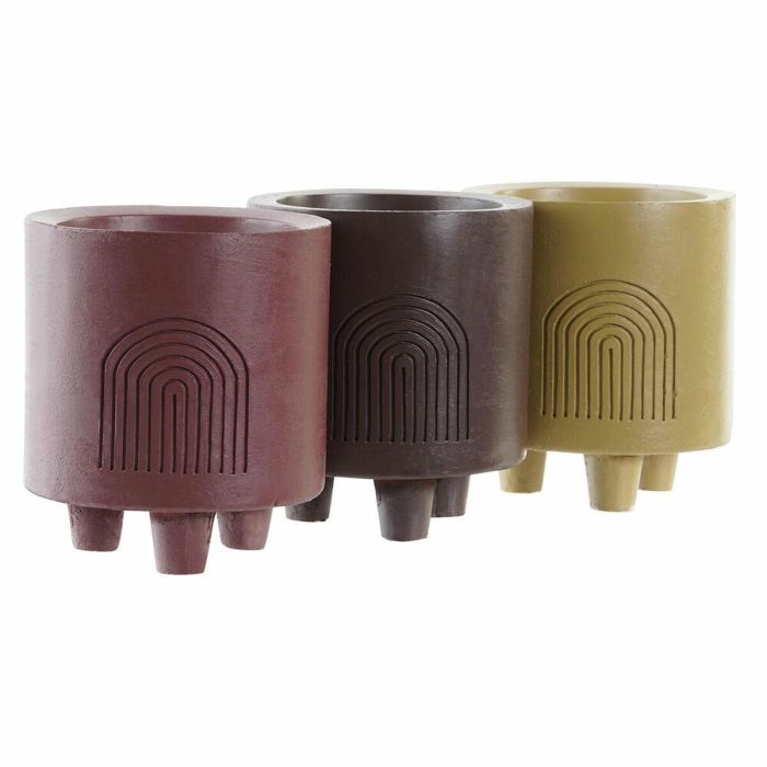 Vela Urban DKD Home Decor Amarillo Terracota 10 x 12 x 10 cm (3 Unidades) 2
