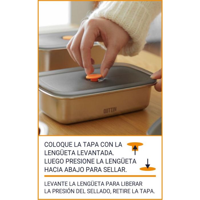 Fiambrera hermética rectangular 1000 ml Quttin (12 Unidades) 3 Fiambrera hermética rectangular 1000 ml Quttin (12 Unidades) 3