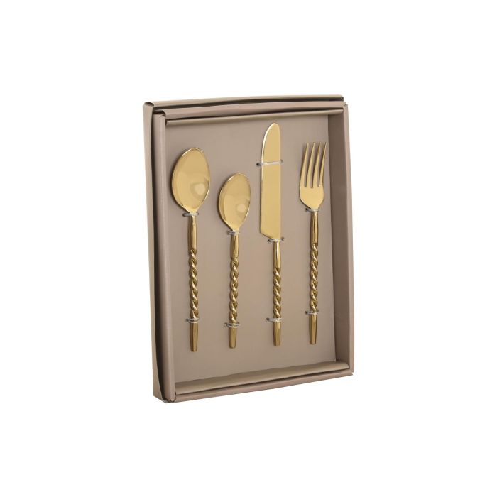 Cuberteria Glam DKD Home Decor Dorado 2 x 21 x 4.5 cm Set de 16 1
