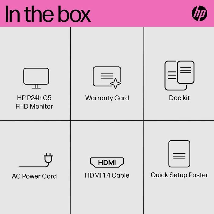 HP Monitor P24h G5 FHD de 23.8 Pulgadas para Productividad Diaria en Casa u Oficina