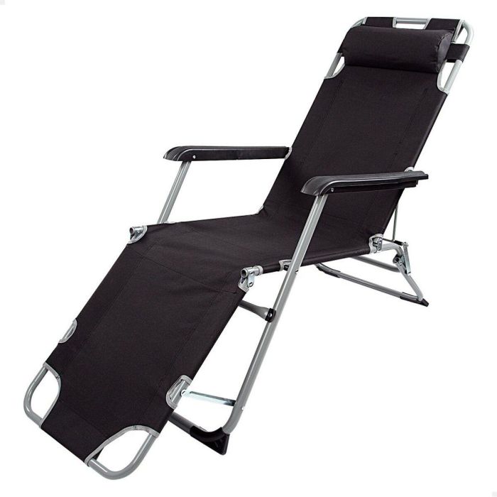 Tumbona reclinable Aktive Negro 177 x 34 x 47 cm Tumbona reclinable Aktive Negro 177 x 34 x 47 cm