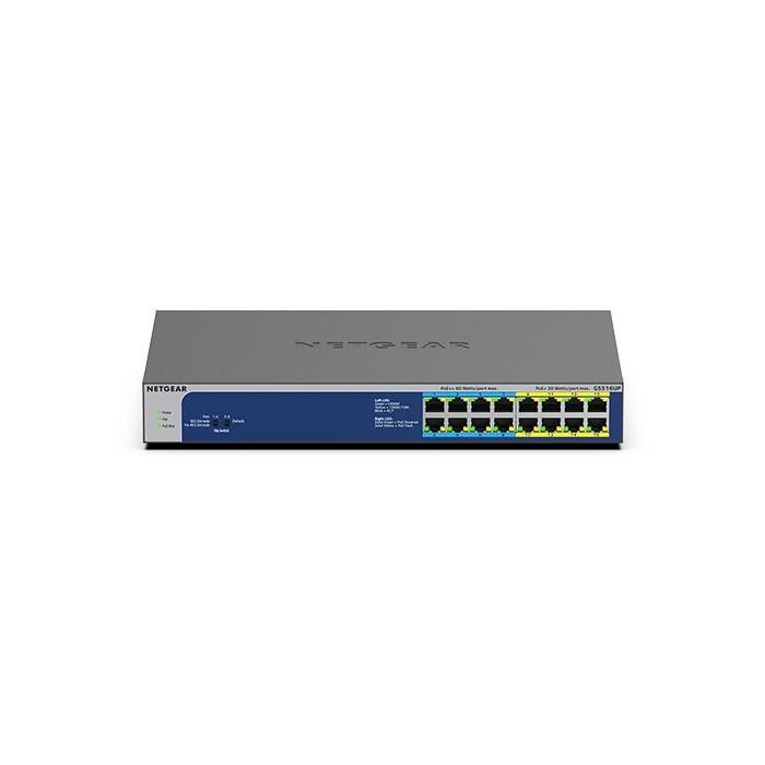 NETGEAR GS516UP-100EUS Switch 16 Puertos Gigabit Ethernet Unmanaged POE Ultra60 con 380W y Montaje en Rack