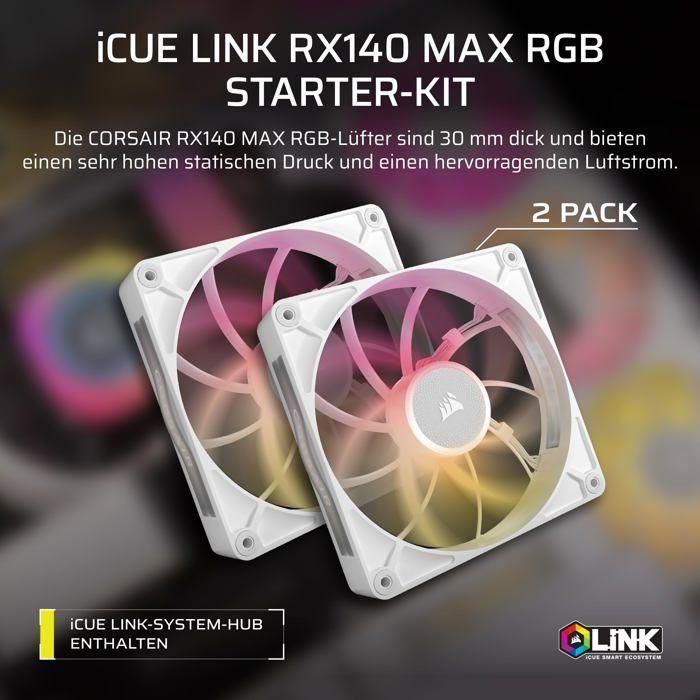 Refrigeración de PC - CORSAIR - CO-9051040-WW - iCUE LINK RX140 RGB Max White Ventilador doble 1 Refrigeración de PC - CORSAIR - CO-9051040-WW - iCUE LINK RX140 RGB Max White Ventilador doble 1