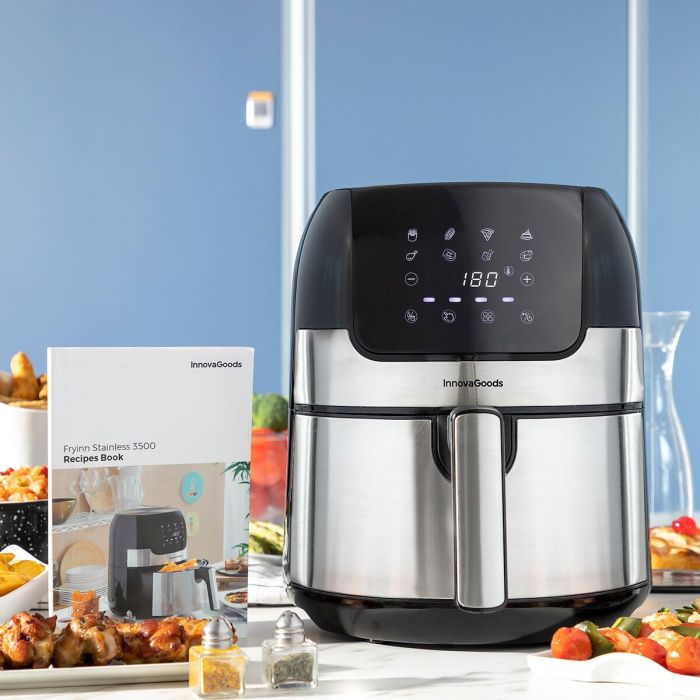 Freidora de Aire InnovaGoods Fryinn 3500 Negro 1400 W 3,5 L Acero Inoxidable 10 Freidora de Aire InnovaGoods Fryinn 3500 Negro 1400 W 3,5 L Acero Inoxidable 10