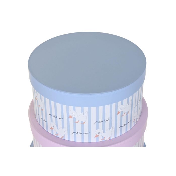 DKD Home Decor Caja de Cartón Colección Patito Lindo 23 para Bebé, Rosa Azul, 37.5x37.5x18 cm, Set de 10 1