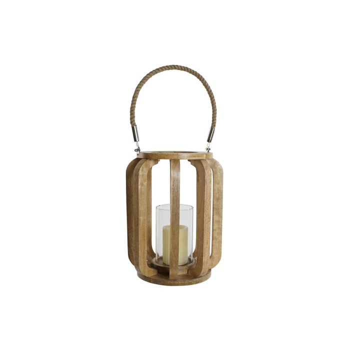 DKD Home Decor Portavela Alpino de Mango y Cristal Natural 25x25x35 cm 2