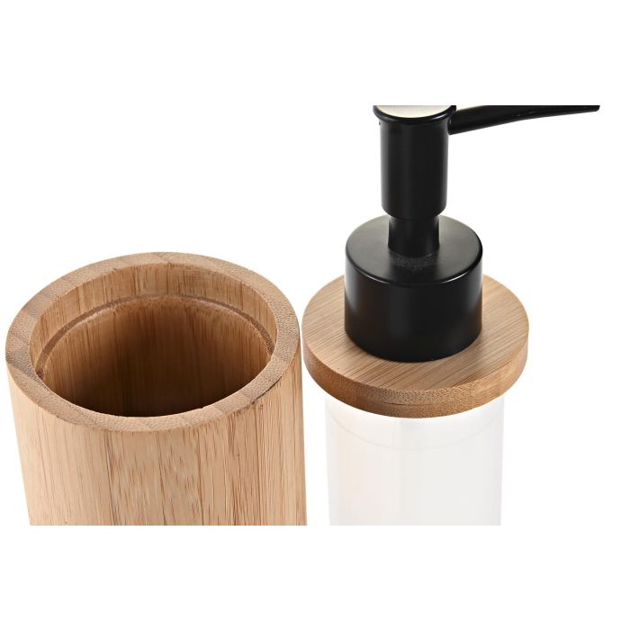 DKD Home Decor Dosificador Bambú PP Natural Negro 7 x 17 x 7 cm 2