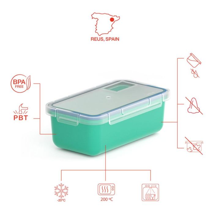 Valira Fiambrera Hermética Turquesa 750 ml 6090/97 | Libre de BPA, Apta Microondas y Congelador, 100% Hermética 2
