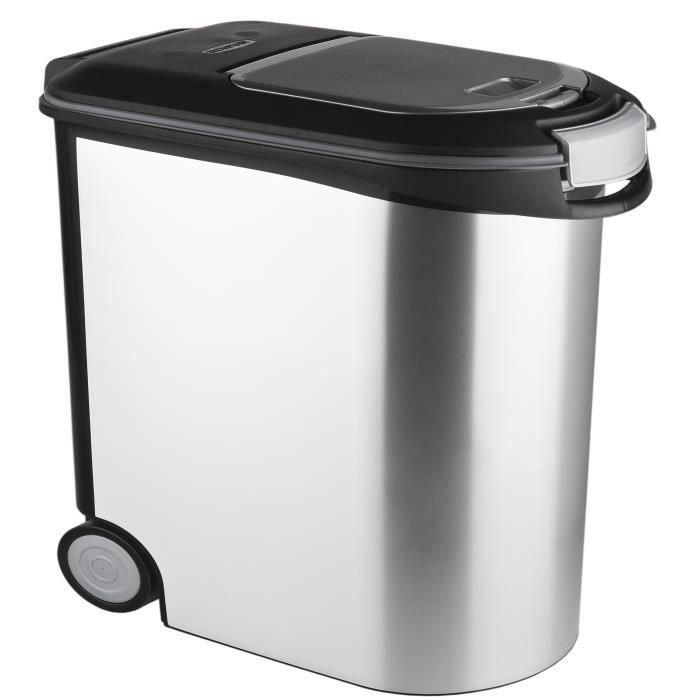 CURVER Recipiente para comida seca 12kg - Aspecto de metal - Blanco CURVER Recipiente para comida seca 12kg - Aspecto de metal - Blanco