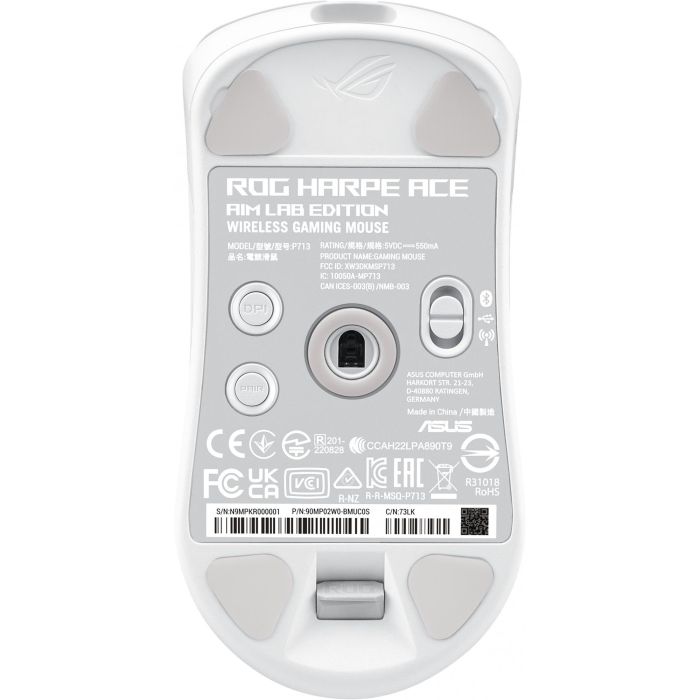 Asus Ratón ROG Harpe Ace Aim Lab Edition Blanco Gaming Opto-mecánico Inalámbrico Bluetooth USB 36000 DPI 1