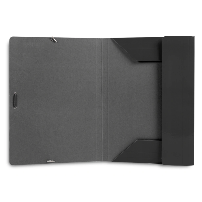 Liderpapel Carpeta Gomas Tres Solapas Cartón Plastificado Folio Color Negro 4