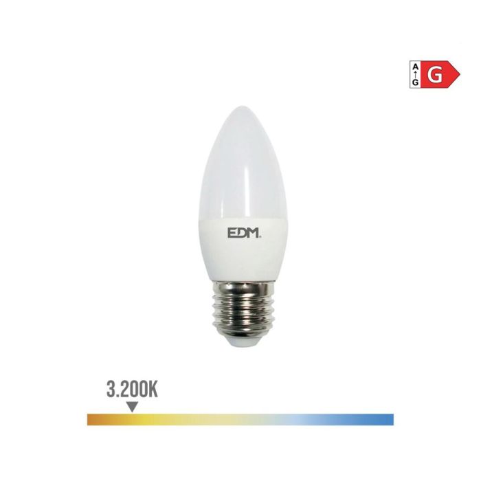 Edm Bombilla vela LED E27 5W 400lm 3200K luz cálida Ø3,5x10cm 0 Edm Bombilla vela LED E27 5W 400lm 3200K luz cálida Ø3,5x10cm 0