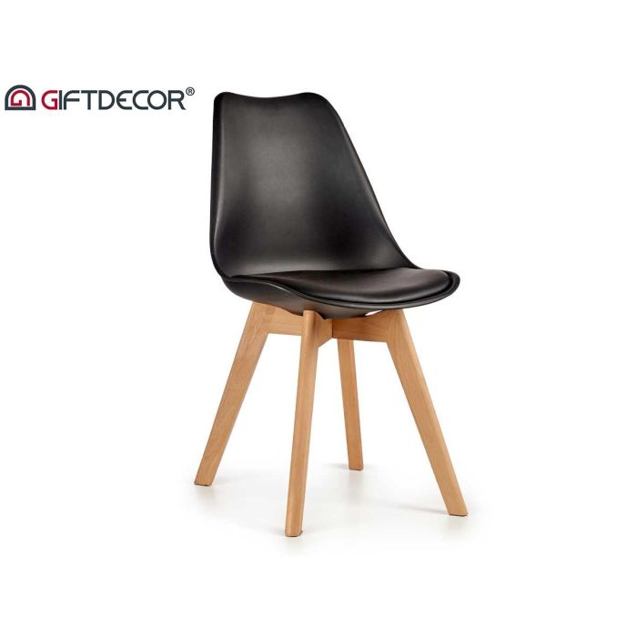 Silla Plastico Con Patas Madera Negro Giftdecor 42X80CM (4 Unidades) 1 Silla Plastico Con Patas Madera Negro Giftdecor 42X80CM (4 Unidades) 1