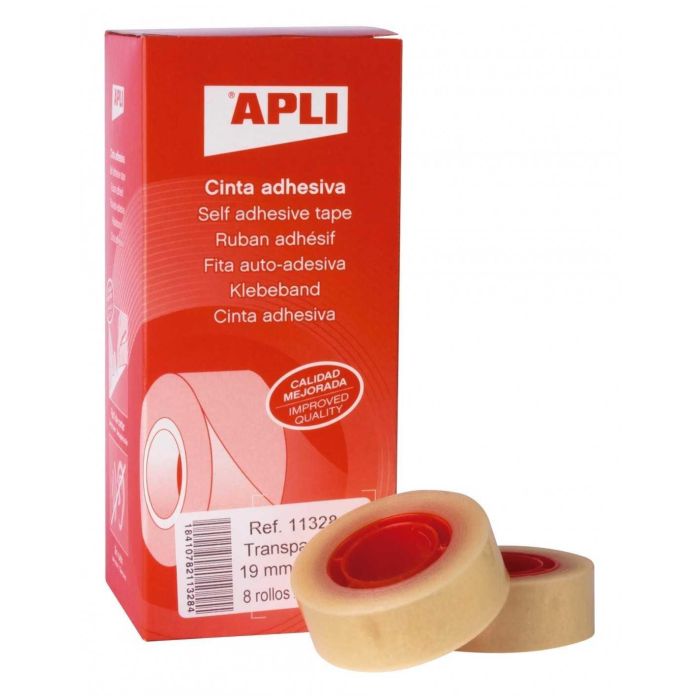 Apli Cinta Adhesiva Transparente Rollo 19 mm X 33M Caja 8 Ud Apli Cinta Adhesiva Transparente Rollo 19 mm X 33M Caja 8 Ud