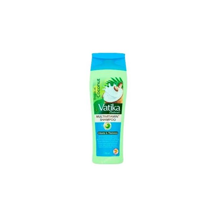 Vatika Champú Volumen y Grosor con Coco, Ricino y Henna para Cabello Fino y sin Vida 400ml