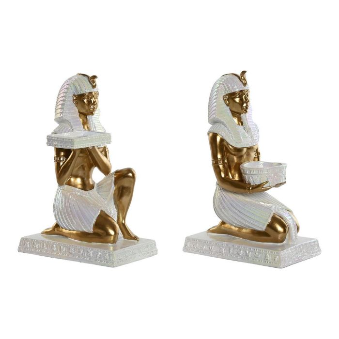 Figura Oriental DKD Home Decor Blanco Dorado 17 x 25 x 12.5 cm (2 Unidades)