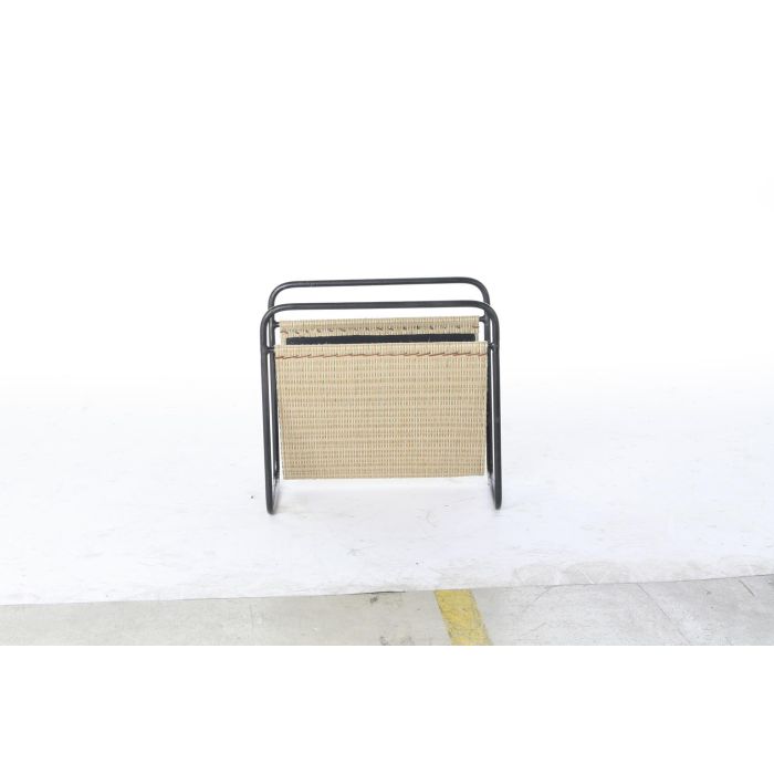 DKD Home Decor Revistero Balines de Metal y Ratán Natural Negro 26x39x36 cm 2