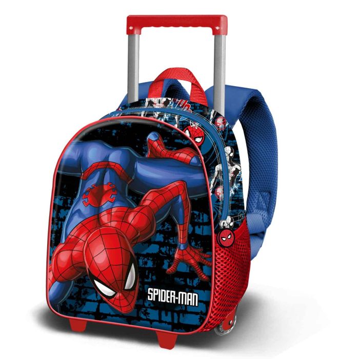 Mochila 3D con Ruedas Pequeña Wall Marvel Spiderman Rojo