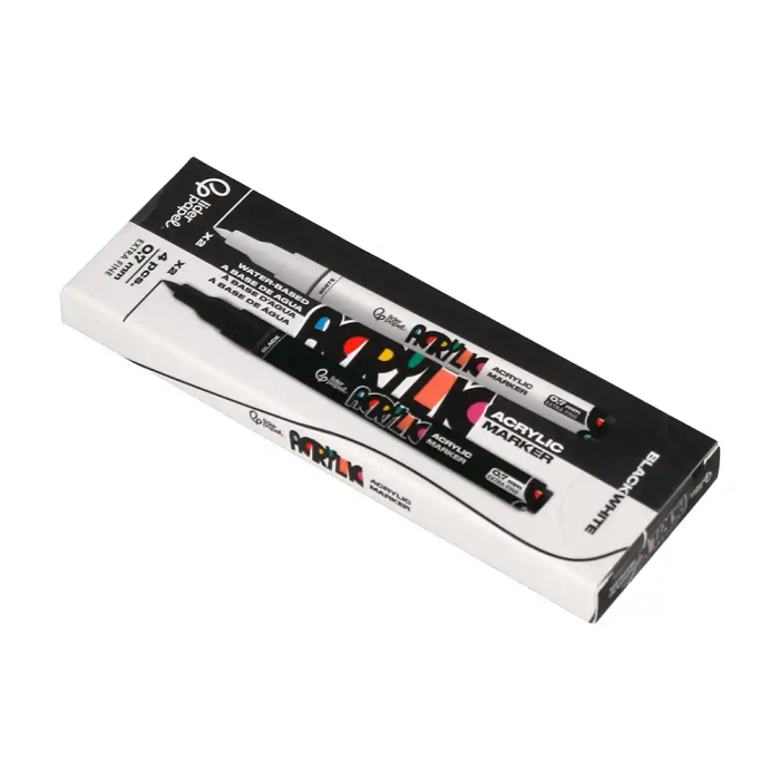 Liderpapel Rotuladores Acrylic Base Agua Todo Tipo de Superficie Punta Fina 0,7 mm Caja de 4 Perfiladores Blanco y Negro 5 Liderpapel Rotuladores Acrylic Base Agua Todo Tipo de Superficie Punta Fina 0,7 mm Caja de 4 Perfiladores Blanco y Negro 5