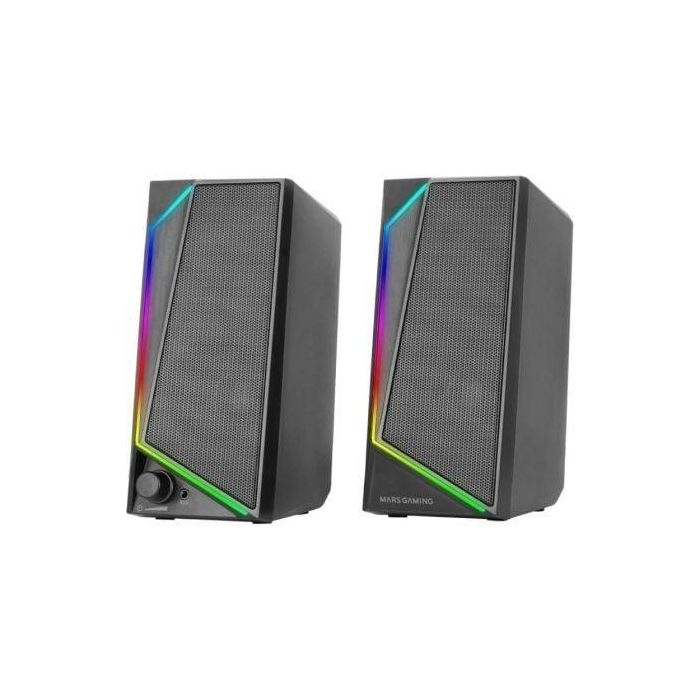 Mars Gaming MS72 Altavoces Gaming 15W RGB Flow USB Jack 3.5mm Sonido Envolvente Negros Compatible PC/Mac/Smartphone/Tablet 1