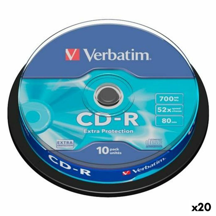 CD-R Verbatim EXTRA PROTECTION 700 MB 52x 10 Piezas (20 Unidades) 0 CD-R Verbatim EXTRA PROTECTION 700 MB 52x 10 Piezas (20 Unidades) 0