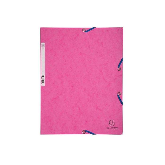 Carpeta De Gomas Y Solapas Exacompta Autentica Cartulina Lustrada A4 Con Etiqueta Rosa