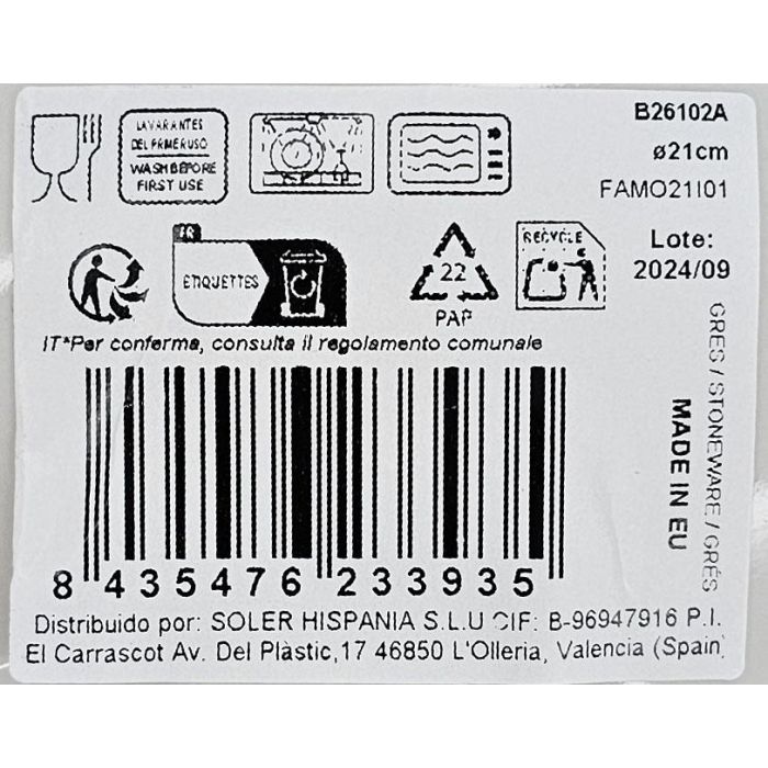 La Mediterranea Plato Hondo Irys Monaco Bril 21 cm (12 Unidades) 3