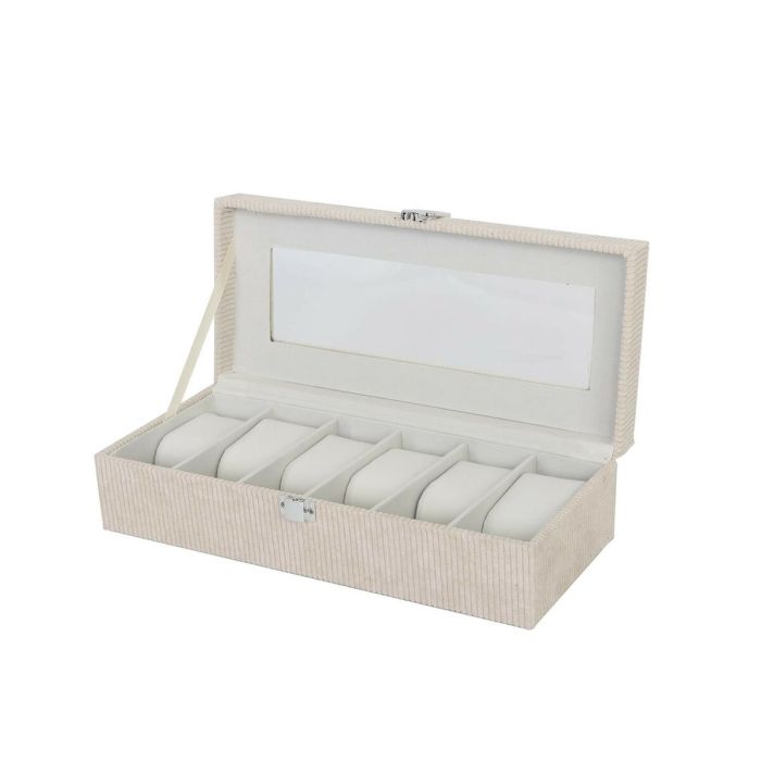 Caja para Relojes Versa Beige Poliéster 13,5 x 9 x 30,5 cm