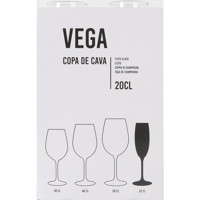 Inde Copa Cava Vega - Copa de Champagne para Cava, 20 cl, Cristal, 4.8 cm de Diámetro x 22.6 cm de Alto (24 Unidades)