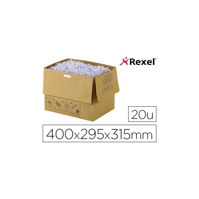 Bolsa De Residuos Rexel Reciclable Para Destructora Auto+300X Capacidad 40 L Pack De 20 Unidades 400x295x315 mm