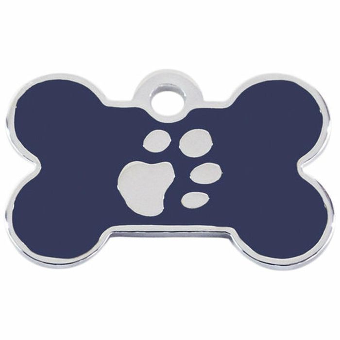 Placa identificativa para collar Imarc Bone Azul Plata 1 Placa identificativa para collar Imarc Bone Azul Plata 1
