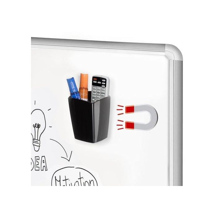 Cep Cubilete portalápices magnético plástico negro opaco para pizarras o armarios 78x74x95 mm