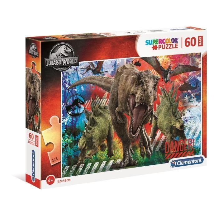 CLEMENTONI - 26456 - SuperColor 60 piezas Maxi - Jurassic World CLEMENTONI - 26456 - SuperColor 60 piezas Maxi - Jurassic World