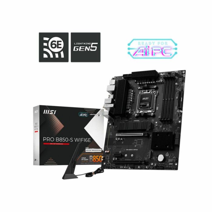 MSI 911-7E80-002 PRO B850-S Placa base ATX AMD B850 Zócalo AM5, AMD Ryzen 7000/8000/9000, DDR5, Wi-Fi 6E 4 MSI 911-7E80-002 PRO B850-S Placa base ATX AMD B850 Zócalo AM5, AMD Ryzen 7000/8000/9000, DDR5, Wi-Fi 6E 4