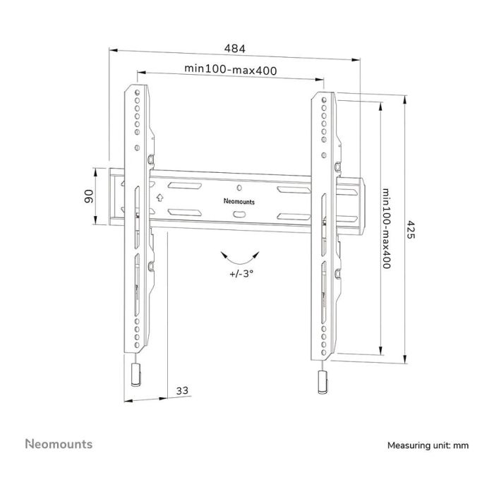 Neomounts WL30S-850BL14 Soporte Pared TV Fijo, 32-75", Max 50 kg, VESA 100x100-400x400, Ajuste Nivel, Bloqueable, Instalación Rápida - Negro 10