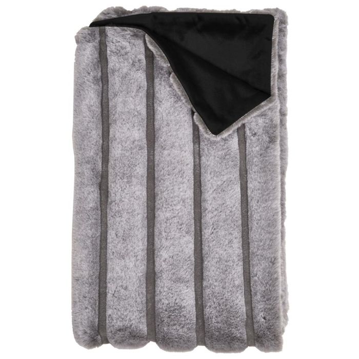 Home Deco Factory Manta Imitación Piel Gris Lounge 120x150 cm Suave Pelo Sintético 2