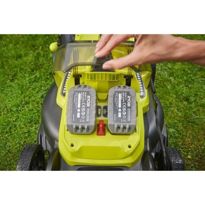 Ryobi RYO4892210233462 Cortacésped de empuje 18V, Corte Ø 40 cm, Recogida y Mulching, Incluye 2 baterías 4Ah y cargador 1