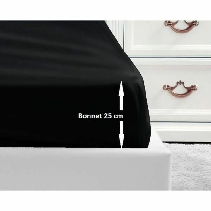 Lovely Home Sábana ajustable 100% algodón 54 hilos para cama 1 persona 90x190 cm tapa 25 cm negro Certificado OEKO-TEX