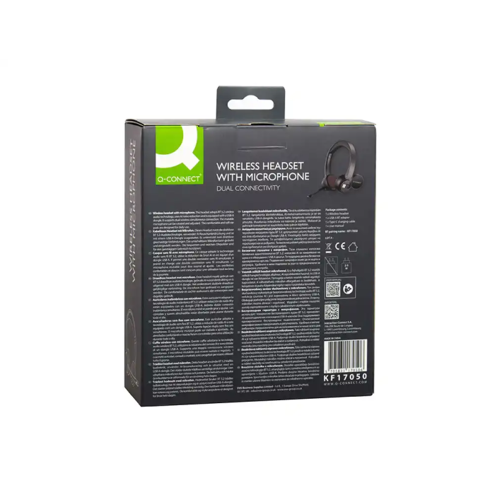 Q-connect Auricular Inalámbrico Diadema con Micrófono Flexible, Botón Bluetooth USB, Color Negro 9