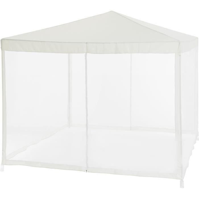 Arbor de jardín con 4 redes de mosquitos - 3x3m - Acero y poliéster 140 G - Blanco 2