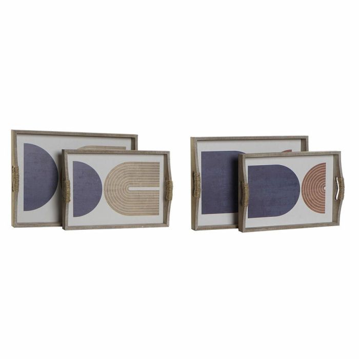 Bandeja Moderno DKD Home Decor Azul Beige 30 x 6 x 40.6 cm Set de 2 (2 Unidades) 1