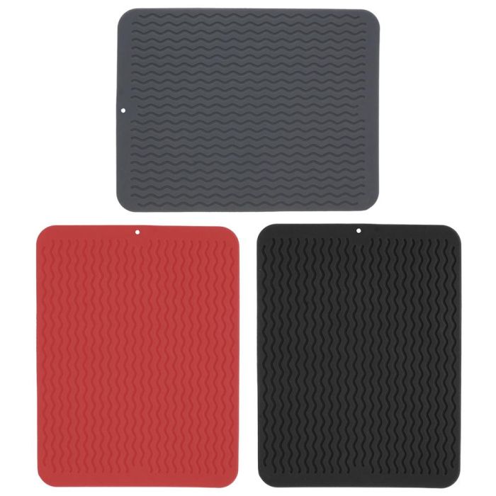 Je cherche une Idee Escurreplatos y Base Fregadero Antideslizante Secado Rápido Amortigua Golpes Gris Rojo Negro 30x40.5 cm 2
