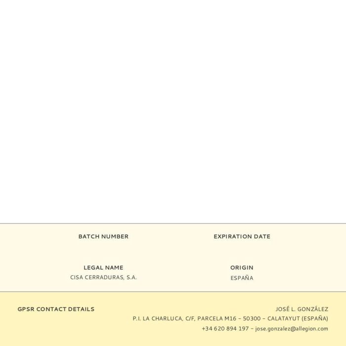 Cisa Cilindro logo std 35x35mm leva corta 08010.13.0.lc, 6 pitones, llave reversible, 5 llaves 1 Cisa Cilindro logo std 35x35mm leva corta 08010.13.0.lc, 6 pitones, llave reversible, 5 llaves 1