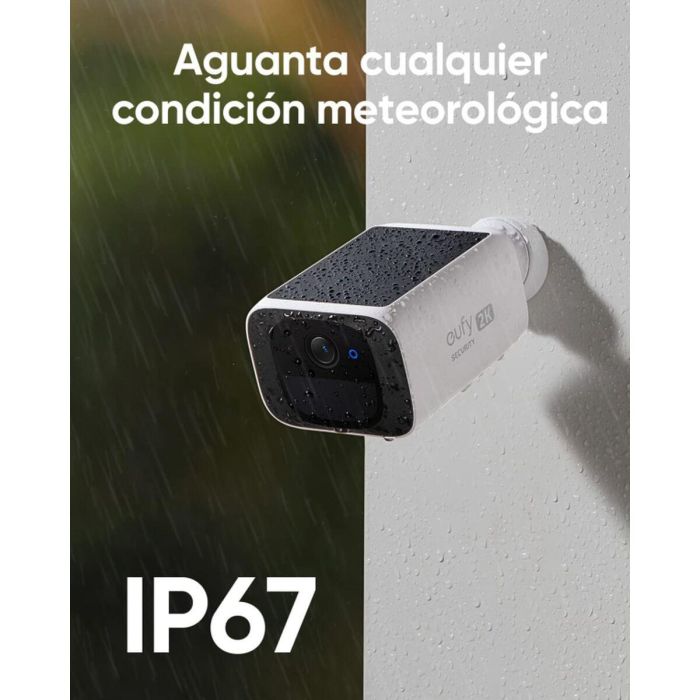Eufy SoloCam S220 Cámara de Seguridad IP WiFi Solar Exterior/Interior 2K IP67 con Visión Nocturna y Detección Humana, sin Cuotas 30