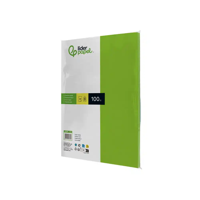 Liderpapel Papel Color Verde Intenso A4 80gr Paquete de 100 Hojas 2